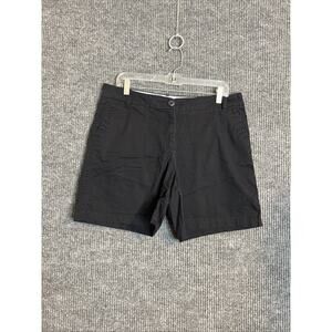 Crown & Ivy Womens Caroline Chino Shorts Size 10 Black Mid Rise Preppy Casual